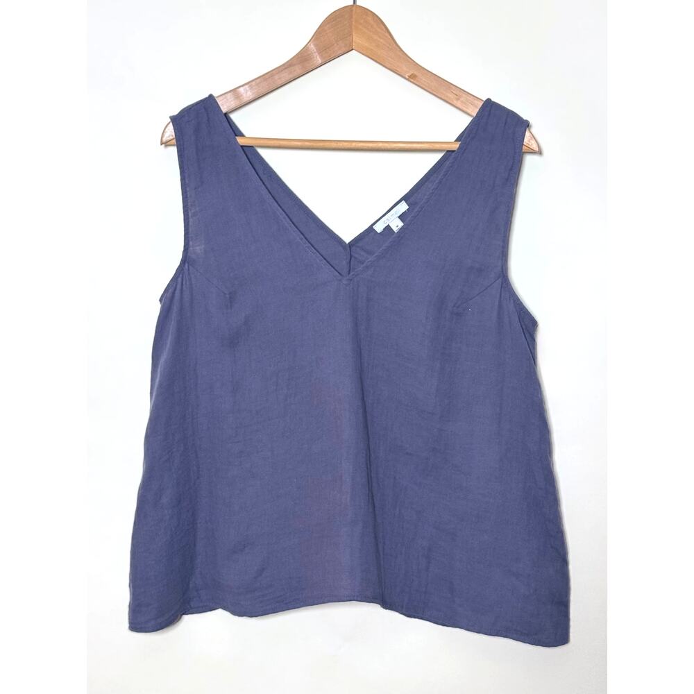 Johnny Was Calme Drape Tank Cotton Blue Medium Lagenlook Boho Chic